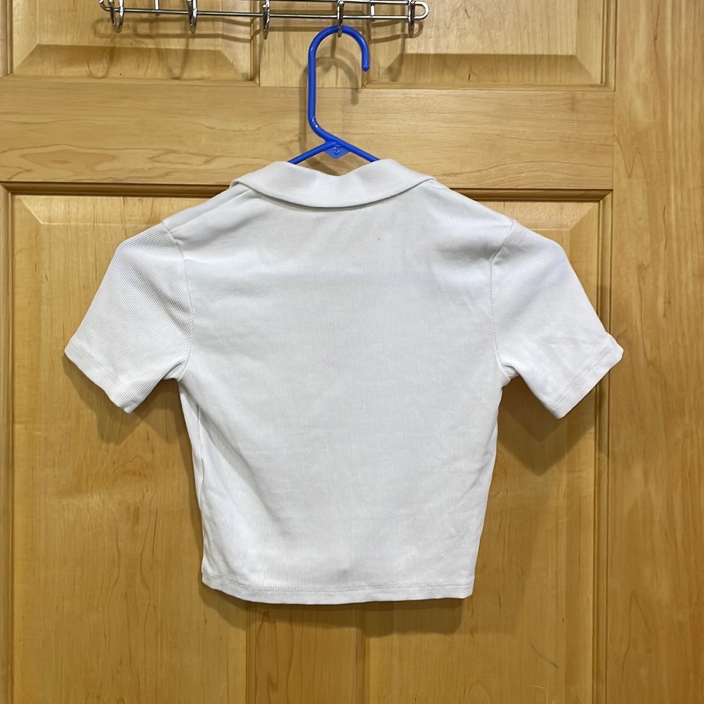 Zara collared white v neck crop top size S - Picture 5 of 8